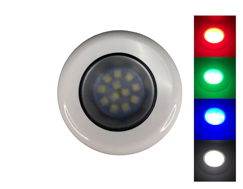Pactrade Marine RV Boat Pontoon Red Green Blue White LED Courtesy Ceiling Light White Plastic Housing Glare Free Illumination Lens Energy Saving12V DC (Surface/Flush Mount) Surface / Flush Mount