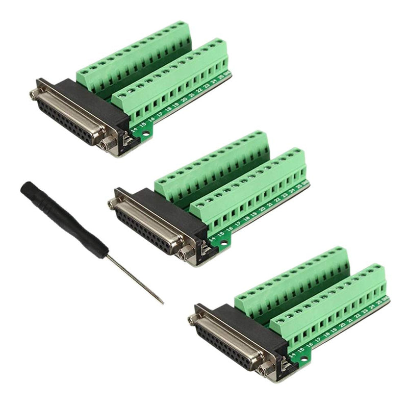 [Australia - AusPower] - Avanexpress DB25 Breakout Female Connector D-sub Breakout 25 Pin Connector with Nut (Pack of 3) 