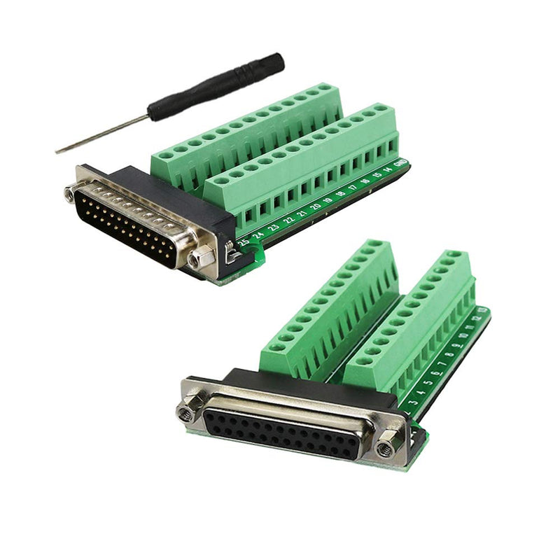 [Australia - AusPower] - Avanexpress DB25 Breakout Connector D-sub Breakout 25 Pin Connector with Nut (Male Adapter x 1, Female Adapter x 1) 