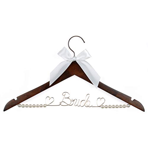 Wedding Dress Hanger - Decorative Wire Hanger for Brides, Perfect Bridal Shower & Wedding Gift Brown Gold Thread