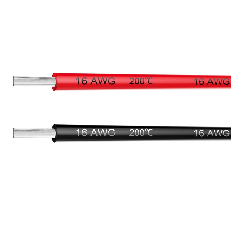 [Australia - AusPower] - Electrical Wire 16 AWG 16 Gauge Silicone Wire Hook Up Wire Cable 20 Feet [10 ft Black and 10 ft Red] - Soft and Flexible 252 Strands 0.08mm of Tinned Copper Wire High Temperature Resistance (16AWG) 2 Colors each 10FT 16AWG 