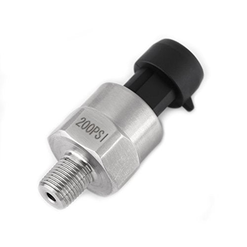 Pressure Sensor 200 Psi Stainless Steel 1/8 Npt 200 Psi Dc 5V ±2% Fs -40°C to 125°C Pressure Converter for Industrial Liquid Tank Gas Tank Pressure Measurement 1x Pressure Transducer (with Cable)
