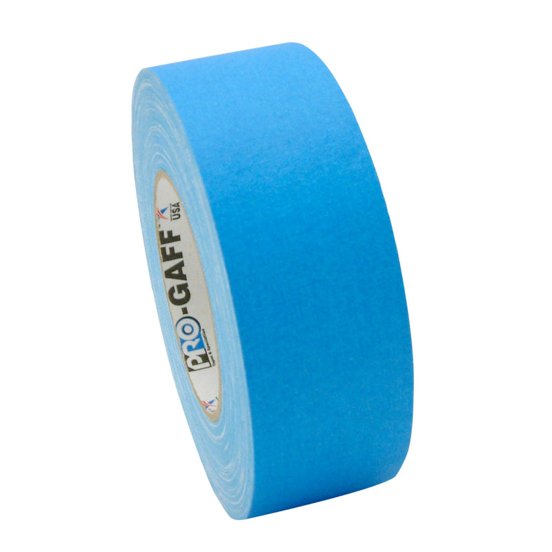 2" Width ProTapes Pro Gaff Premium Matte Cloth Gaffer's Tape with Rubber Adhesive, 50 yds Length x, Fluorescent Blue (Pack of 1)