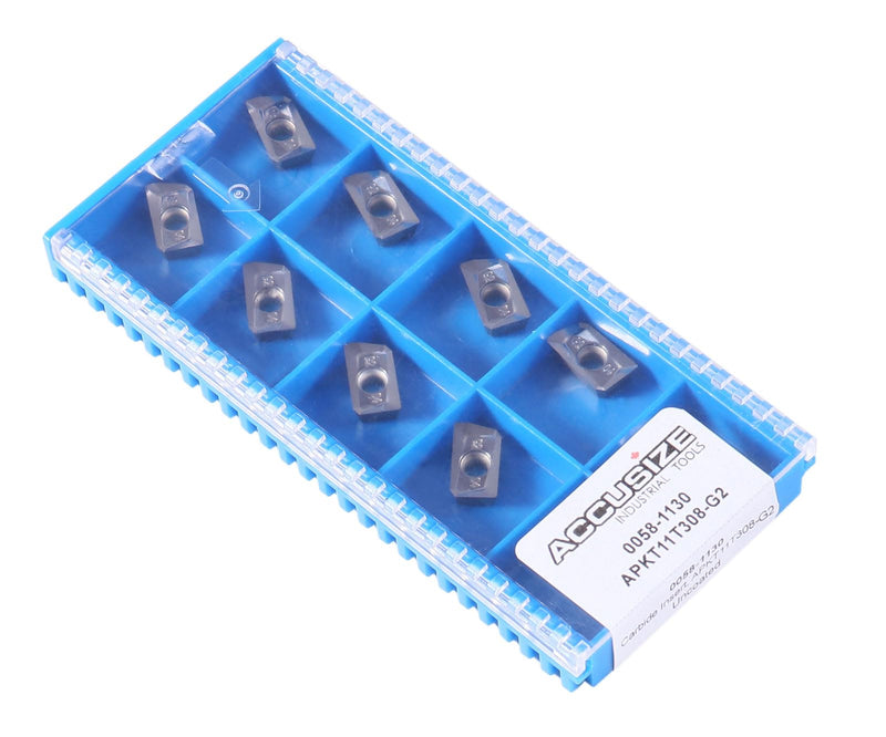[Australia - AusPower] - Accusize Industrial Tools Apkt11t308-Lh Carbide Inserts for Machining Aluminum, 10 Pcs, 0058-1130x10 
