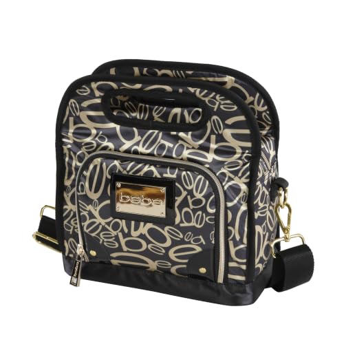BEBE Coco Reusable Insulated Lunch Box Tote Bag Casual Daypack One Size Black/Gold