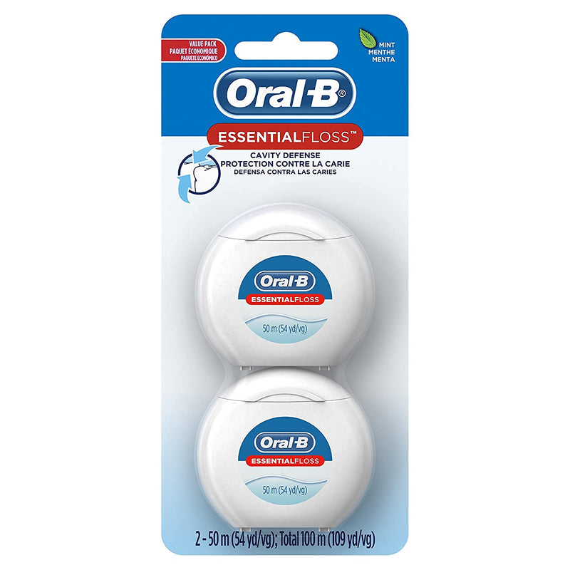 [Australia - AusPower] - Oral-B EssentialFloss Cavity Defense Dental Floss, 50 M, count 2 (Pack of 1) 2 Count (Pack of 1) 