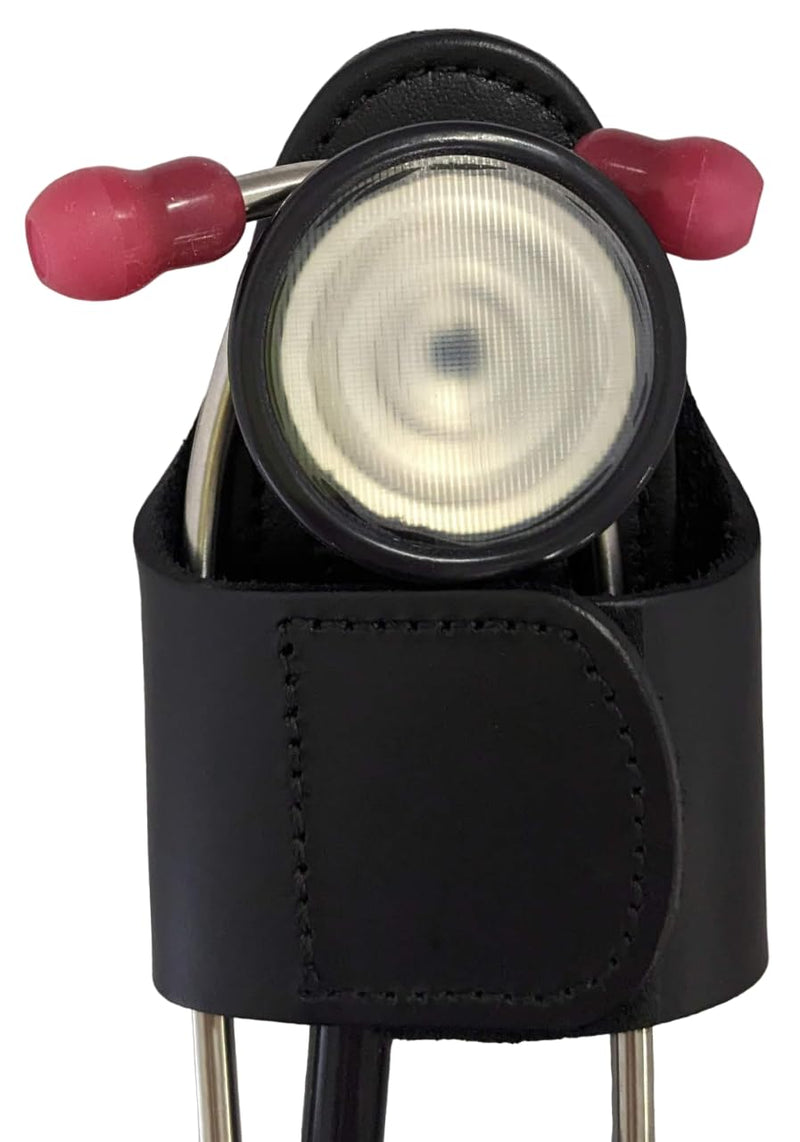 [Australia - AusPower] - The HipClip – Handmade Leather Stethoscope Holder (Black) Full Grain Leather 