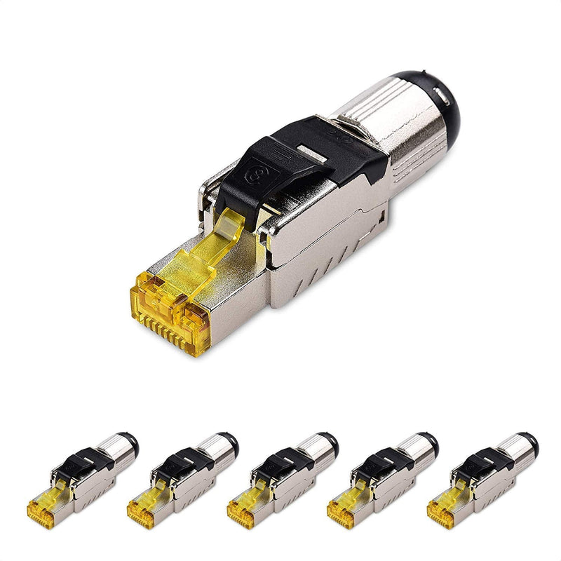 [Australia - AusPower] - Cable Matters 6-Pack Tool Free Shielded RJ45 Cat 8, Cat8 Field Termination Plug, Cat8 Connector, Cat8 Plug 
