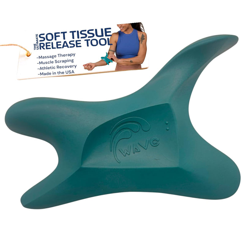 The Wave Tool, The Ultimate Soft Tissue Release Tool. Patented, Ergonomic Scraping and Massage Tool for Trigger Points, fascial Release, Muscle Aches, Pain, tendonitis, Scar Tissue, Athletic Recovery Deep Sea Teal