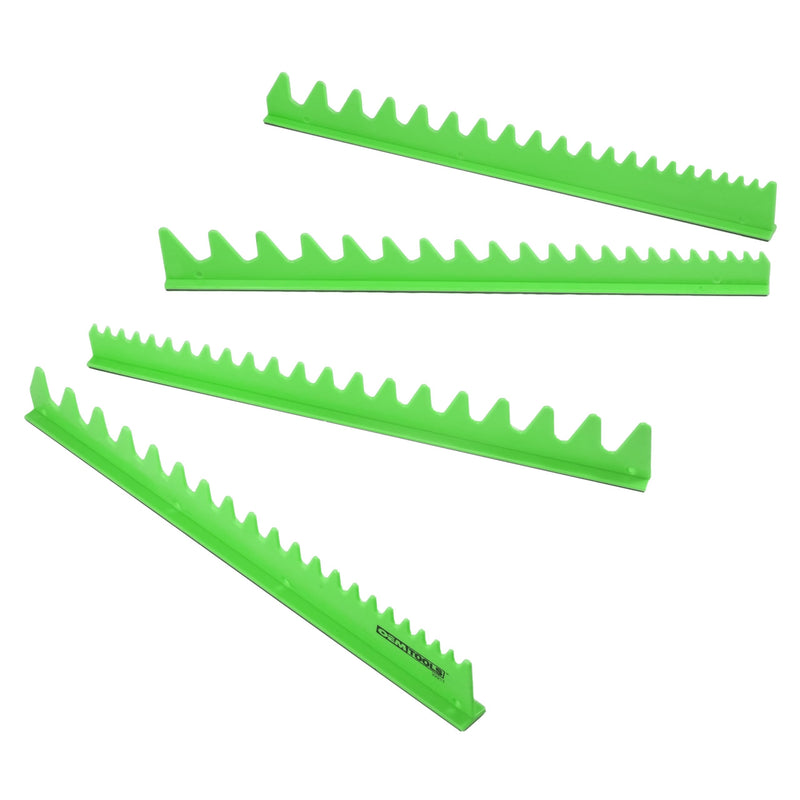 OEMTOOLS 22217 Rail Wrench Organizer, Wrench Organizer for Tool Box, 4 Piece Set, Combine Short with Long Rail for V Shape Design Green
