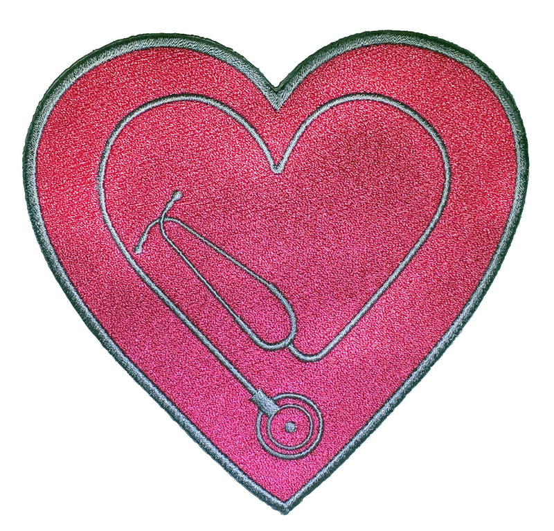 [Australia - AusPower] - Heart Stethoscope Design Iron On Patch - Great for Doctors and Nurse Care 