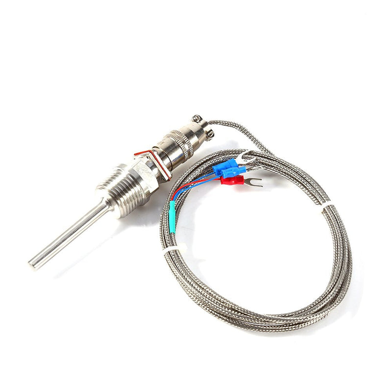[Australia - AusPower] - RTD PT100 Temperature Sensor Probe, 1/2" NPT Thread Stainless Steel Thermocouple, 3 Wire 2M/6.6ft Cable for PID Temperature Controller -50 to 300℃ 