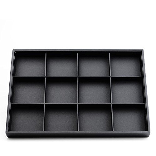 Oirlv Black Leather Necklace Tray 12-Grid P01702