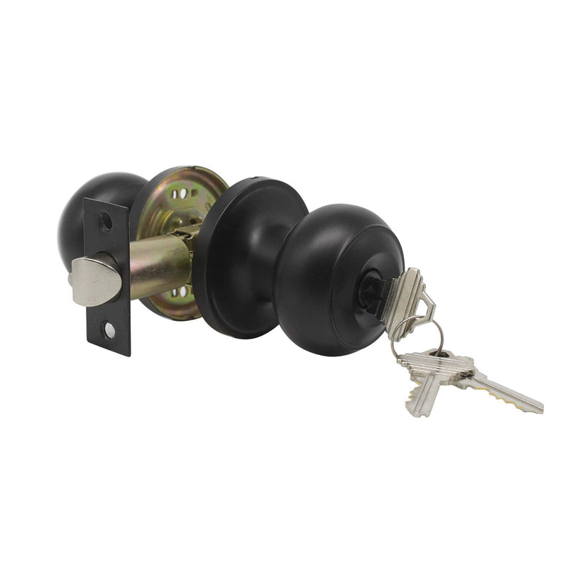 Probrico Black Entry with Key Door Lockset Knobs Flat Ball Keyed Entrance Lock Knobs 1 Pack