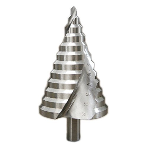 Driak HSS4241 6-60mm/0.23"-2.36" Metric Spiral Groove Step Drill Bit Set 13mm/0.51" Shank Cone Drill Bit Hole Cutter for Wood Stainless Steel Cutting HSS4241(6-60mm/0.23"-2.36")