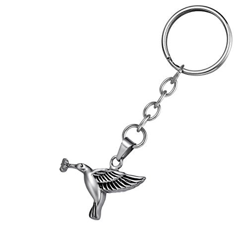 Lucky Hummingbird Memorial Keepsake Stainless Steel Cremation Keyring Urn Jewelry for Ashes