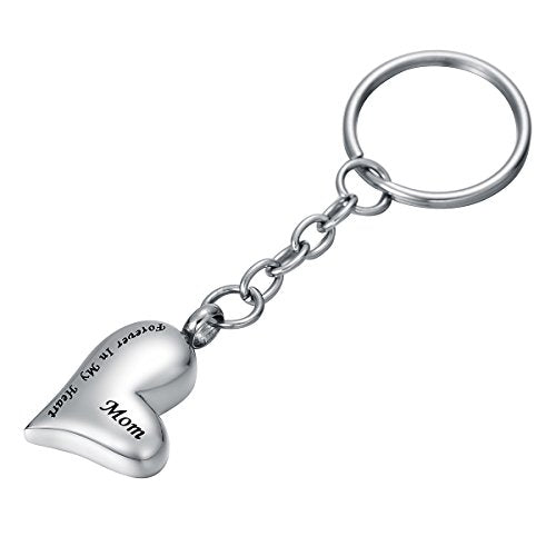 Mom Always in My Heart Cremation Jewelry Ash Memorial Keepsake Urn Pendant Keychain Mom