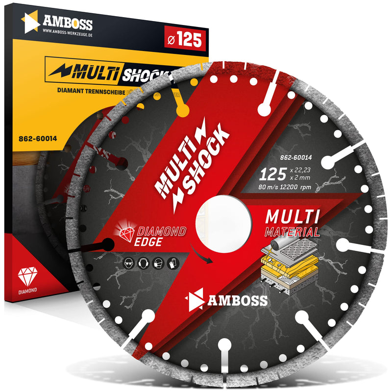 Anvil MultiShock Diamond Cutting Disc Diameter 125 mm x 22.2 mm Universal / All-Round Segment Height: 10 mm (Galvanised) Ø 125 mm x 22.23 mm MultiShock