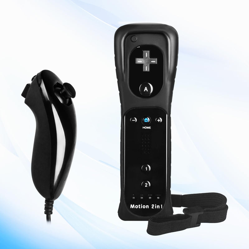 [Australia - AusPower] - Motion Plus Remote Controller Compatible with Wii, TechKen Built-in 2 in 1 Remote Motion Nunchuck Controller with Silicon Case Compatible Nintendo Wii and Wii U Black, 1 pack 