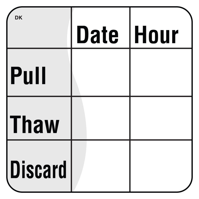 DayMark Safety Systems DuraMark IT110067 Pull/Thaw/Discard Permanent Label, 2" x 2", White, Roll of 250