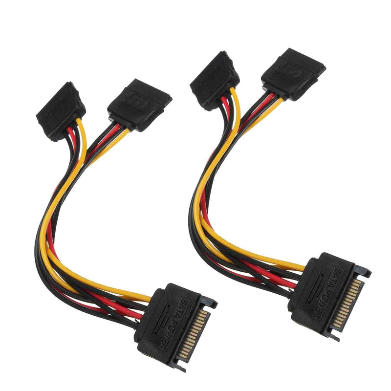 [Australia - AusPower] - TRADERPLUS 2Pcs 15 Pin SATA to Dual SATA Power Y Splitter Cable for Hard Drive HDD SSD 8 Inch 
