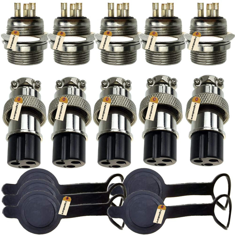 [Australia - AusPower] - Lsgoodcare 5PCS 10A 20MM 3 Pin Female Aviation Connector Socket Plug + 5PCS 10A 20MM 3 Pin Male Aviation Connector Socket Plug 3Pin 
