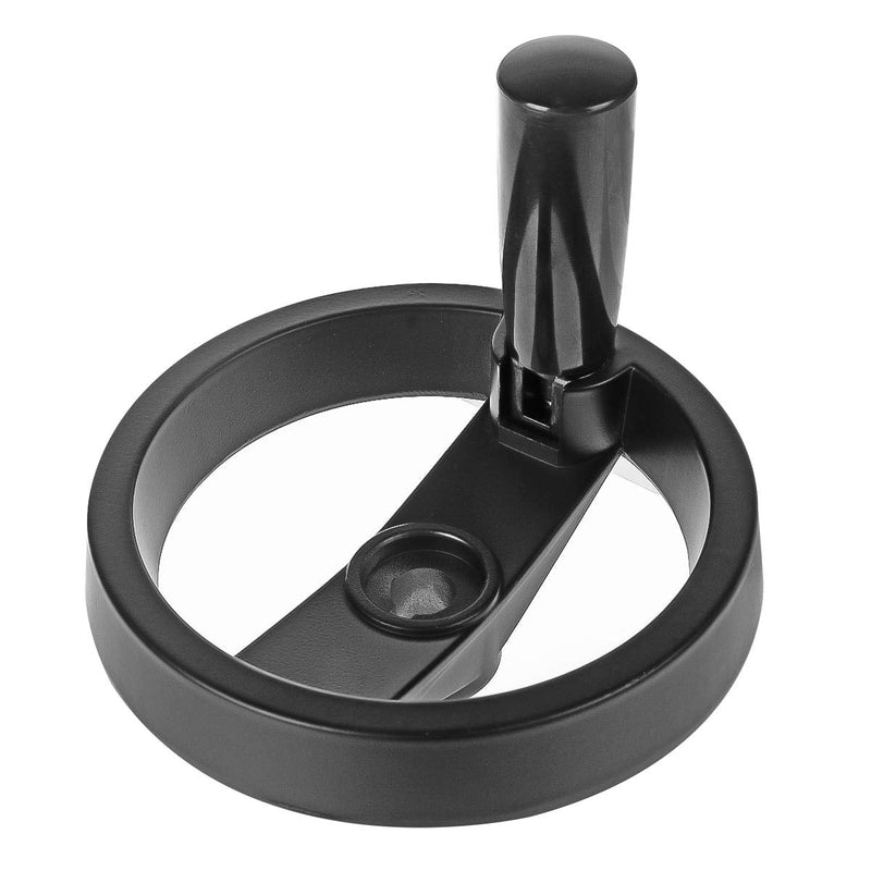 [Australia - AusPower] - YXQ 4.9 inch 2 Spoke Hand Wheel with Folding Revolving Handle Black for Milling Machine, 12mm Center Bore Diameter 