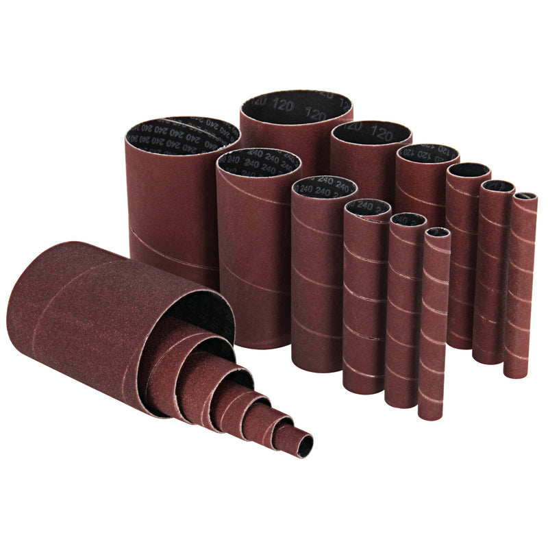 [Australia - AusPower] - ABN Aluminum Oxide Spindle Sanding Sleeves 18-Pack – 4.5in Length, Assorted 80 120 240 Grit, 1/2in to 3in Sandpaper 