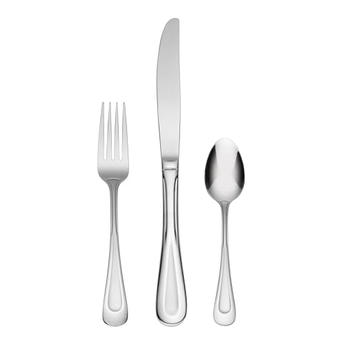 Oneida Satin Sand Dune 12 Piece Everyday Flatware Set, Service for 4 , 18/0 Stainless Steel, Silverware Set, Dishwasher Safe 12-Piece Flatware Set