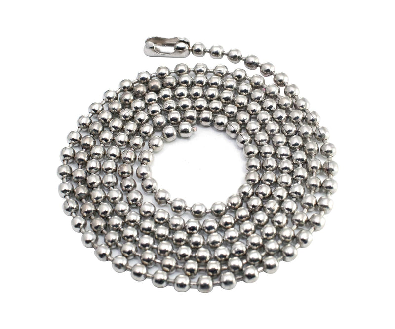 [Australia - AusPower] - 25pcs Nickel Plated Ball Chain Necklace,30 Inches Long 2.4mm Bead Size # 3 Metal Bead Steel Chain, Military Bead Chain, Dog Tag Necklace by Special100% 