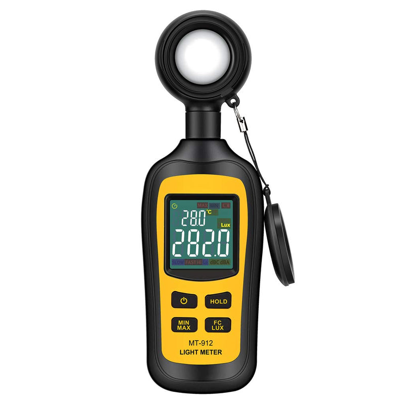 [Australia - AusPower] - Light Meter Digital Illuminance Meter Handheld Ambient Temperature Measurer, Range up to 200,000 Lux, Luxmeter with 4 Digit Color LCD Screen 