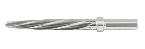 Accusize 1/2-inch HSS aligning hand reamer with 3-flat shank and 5-flute design