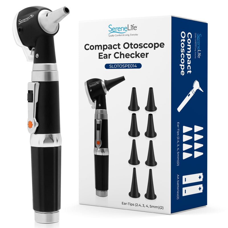 [Australia - AusPower] - SereneLife Fiber Optic Otoscope/Auriscope | Home Ear Inspection Tool DIY, 3X Magnification, Bright LED, Includes Reusable Ear Tips, Travel Case, Battery Operated | For All Ages & Pets 