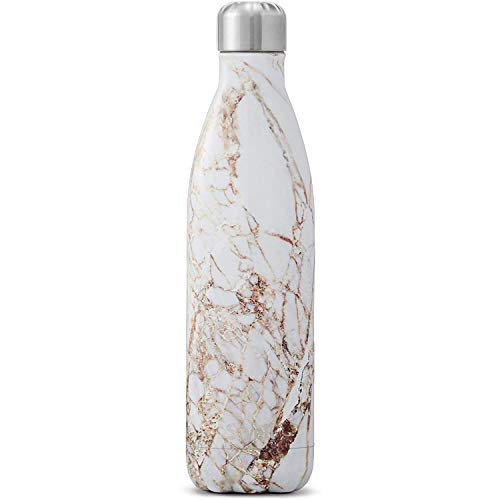 S'well Steel Water Bottle-25 Calacatta Gold-Triple-Layered Vacuum-Insulated Containers Keeps Drinks Cold for 48 Hours and Hot for 24-BPA-Free-Perfect for the Go, 25 fl oz 25.4 Ounces