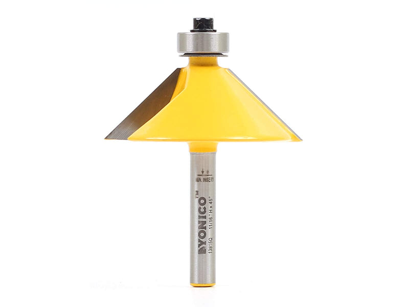 [Australia - AusPower] - Yonico Chamfer Router Bits Bevel Edge Forming 45 Degree 1/4-Inch Shank 13915q 45° - 11/16" Length - 1/4" Shank 