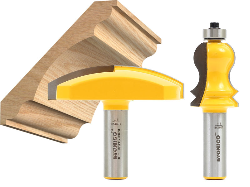 YONICO Router Bits Crown Cap Molding Set Elaborate 2 Bit 1/2-Inch Shank 16214 2 Bit Elaborate Crown Cap Set - 1/2" Shank