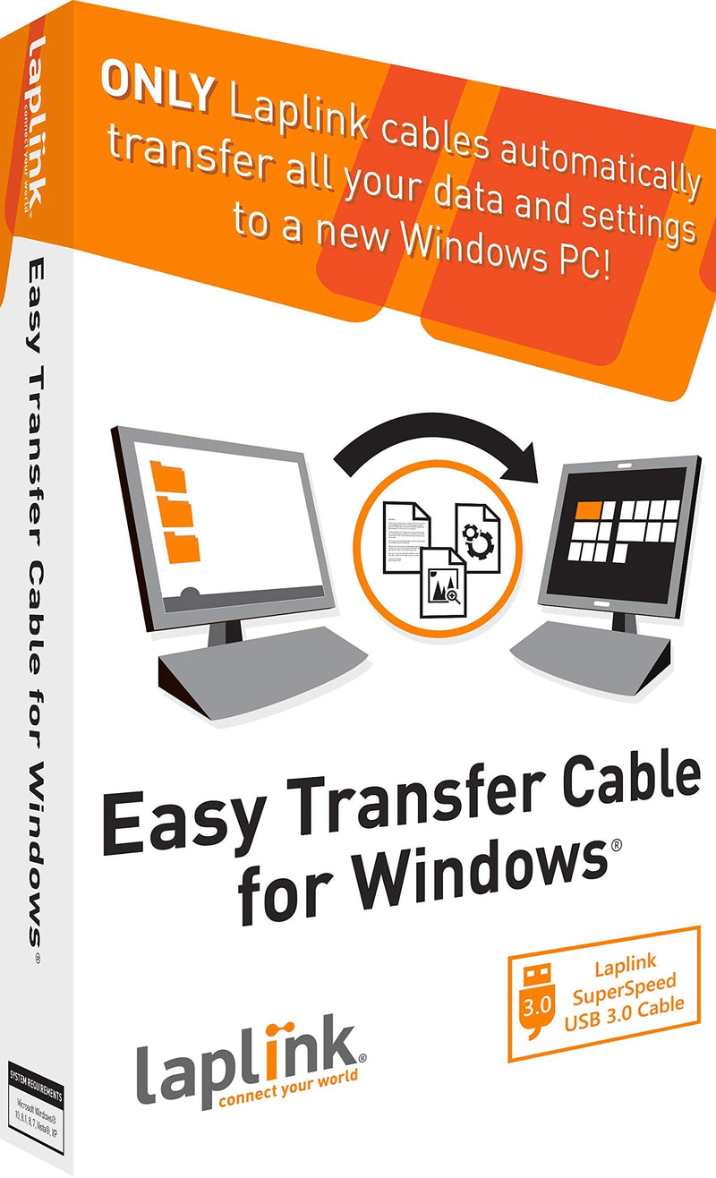 [Australia - AusPower] - Laplink Easy Transfer Cable | Includes PCmover Migration Software and USB 3.0 Cable | Single Use License | Migrates Files and Settings 