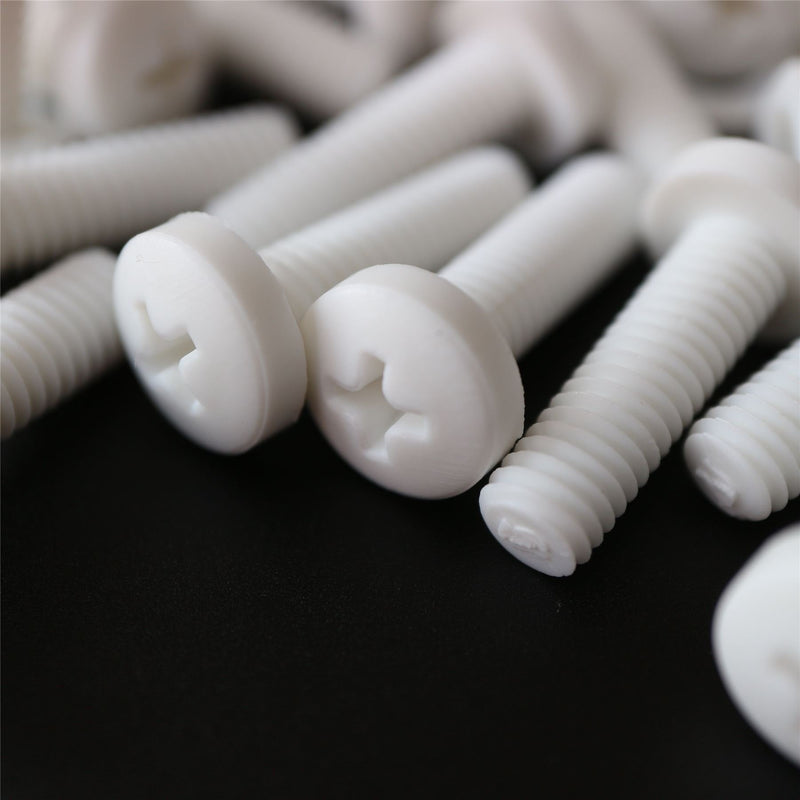 [Australia - AusPower] - 50 x White Pan Head Screw Polypropylene (PP) Plastic nuts and bolts, M6 x 20mm, Chemical Resistant, Water Resistant, Anti Corrosion, M6 x 20mm, (15/64 x 25/32 in) 
