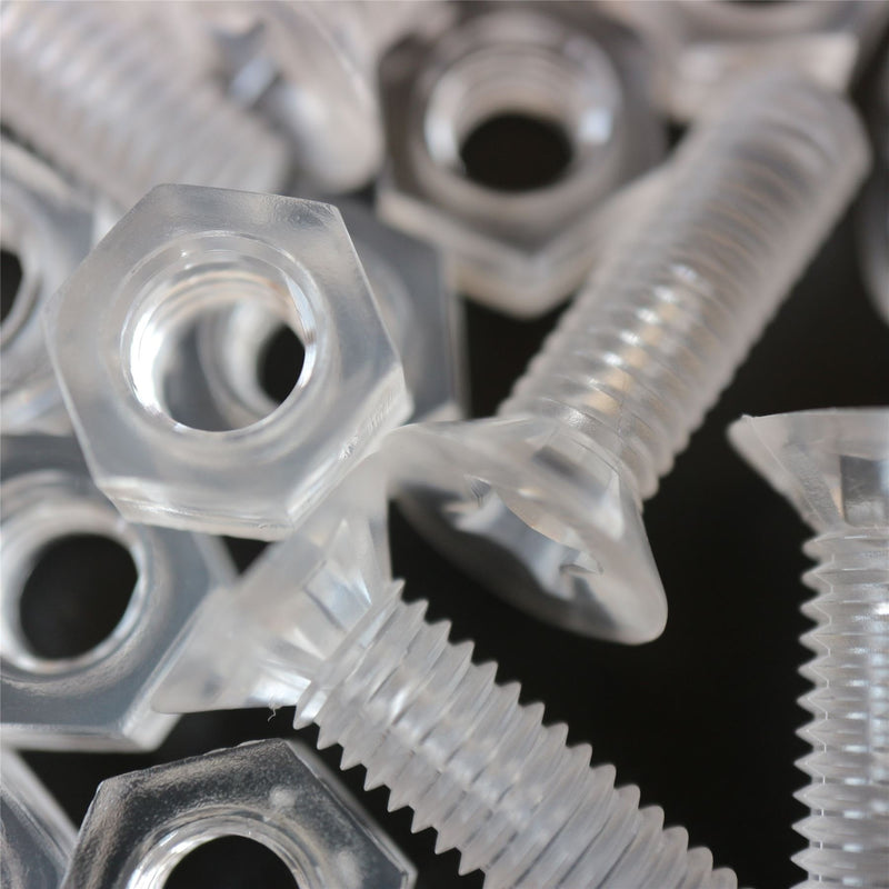 [Australia - AusPower] - 50 x Crosshead Countersunk Screw Nuts and bolts, Transparent Clear Plastic Acrylic, M6 x 20mm - Acrylic Plastic Screws, (15/64 x 25/32 in) 