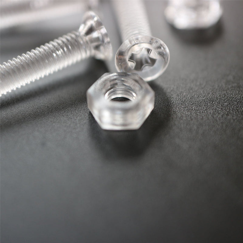 [Australia - AusPower] - 50 x Crosshead Countersunk Screws Nuts and bolts, Transparent Clear Plastic Acrylic, M3 x 20mm - Acrylic Plastic Screws, (3/32 x 25/32 in) 