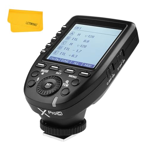Godox XPro-C XProC TTL Wireless Flash Trigger for Canon, 2.4G Flash Trigger, 1/8000s HSS Flash Transmitter, Large Screen Slanted Design, TTL-to-Manual Conversion, 16 Groups and 32 Channels