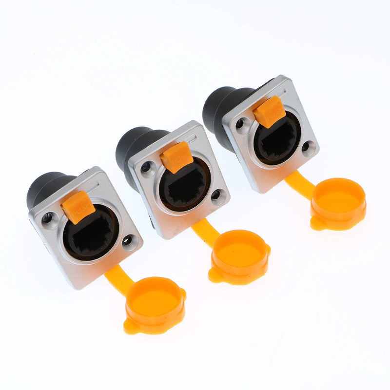 [Australia - AusPower] - RJ45 Waterproof Dust Plug Connector 3 pcs RJ45 connectors IP65 Mount Ethernet Panel Connector Straight Black 