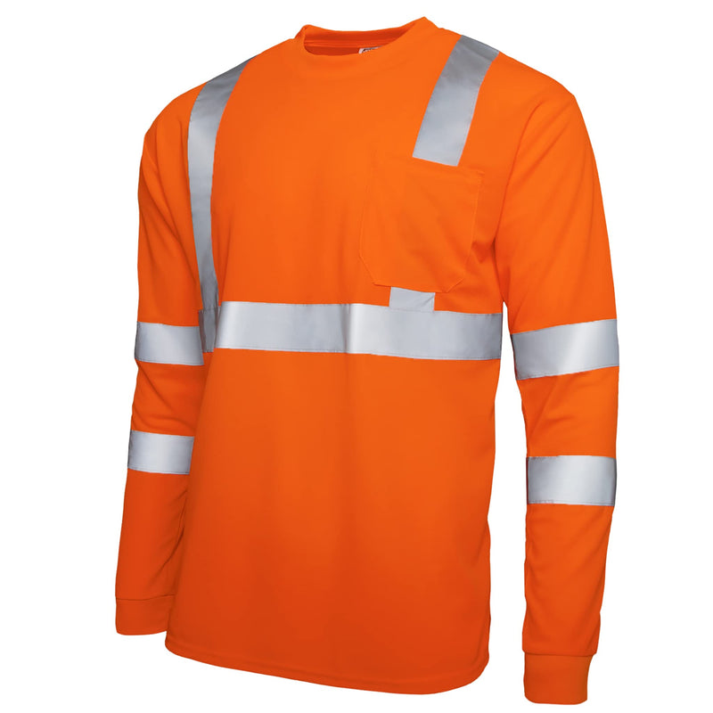 JORESTECH High-Visibility Long Sleeve Safety Shirt, ANSI/ISEA 107 Type R Class 3 Compliant, Reflective Tape, Birdseye Fabric with Chest Pocket Orange 3X-Large