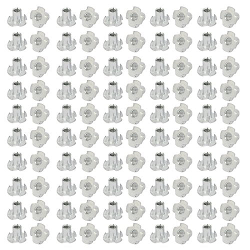 uxcell 3/16" Female Thread 10mm Height Full Threaded Pronged T-Nut 100pcs