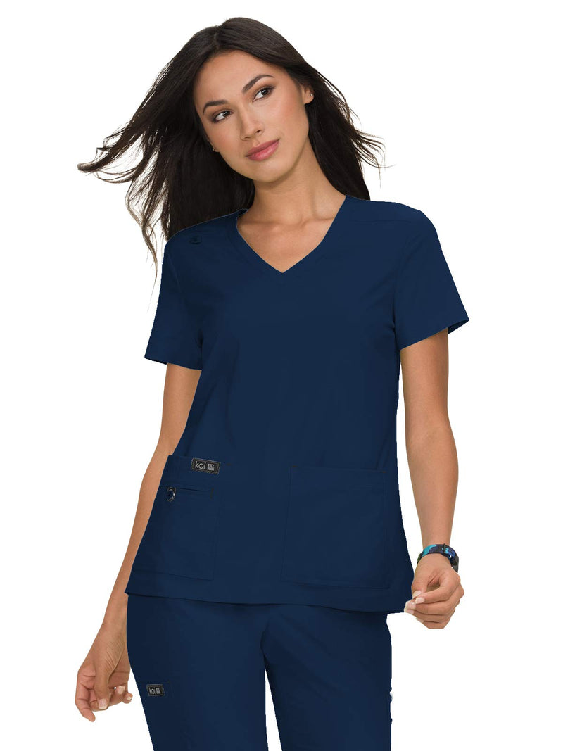 [Australia - AusPower] - KOI Basics 373 Women's Becca Scrub Top Medium Navy 