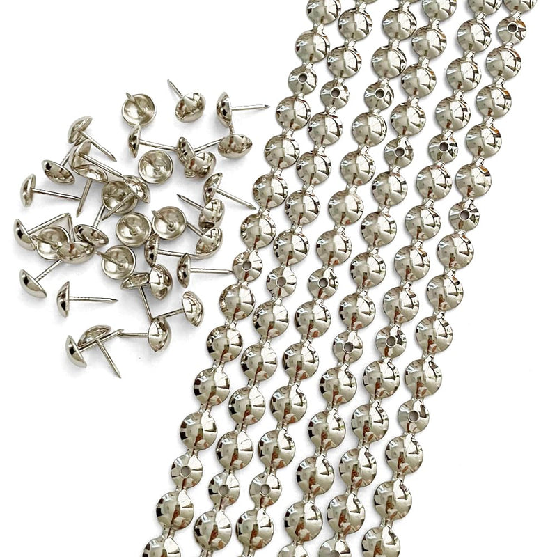 Let's Decorate 10 Meters D11mm Nickel Upholstery Tacks Strips/Nailhead Trims,Decorative Nail Strips with Upholstery Tacks for Sofa Headboard Bench(E:11mm Nickel) 11mm E:11mm Nickel