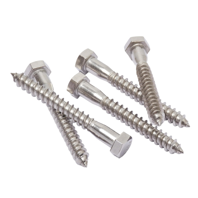 Bolt Dropper 3/8" x 3" Stainless Hex Head Lag Bolt Screws, (25 Pack), 304 (18-8) Stainless Steel Coach Bolts/Large Screws for Wood with Plain Finish by Bolt Dropper 3/8" x 3"