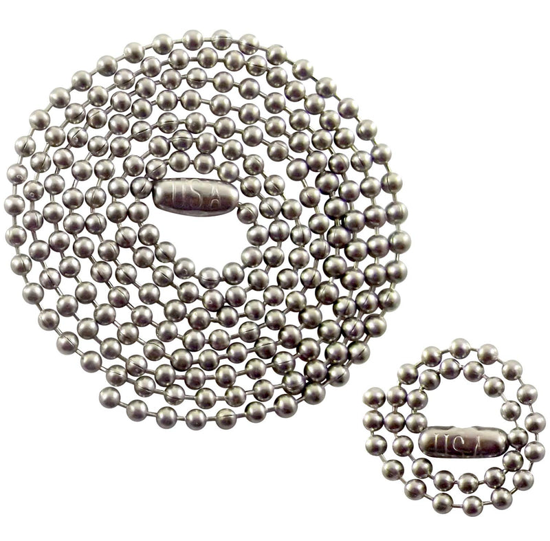 [Australia - AusPower] - Stainless Steel Military Dog Tag Chain Set - 27 inch and 4.5 inch ball chains - 2.4mm #3 size chain 