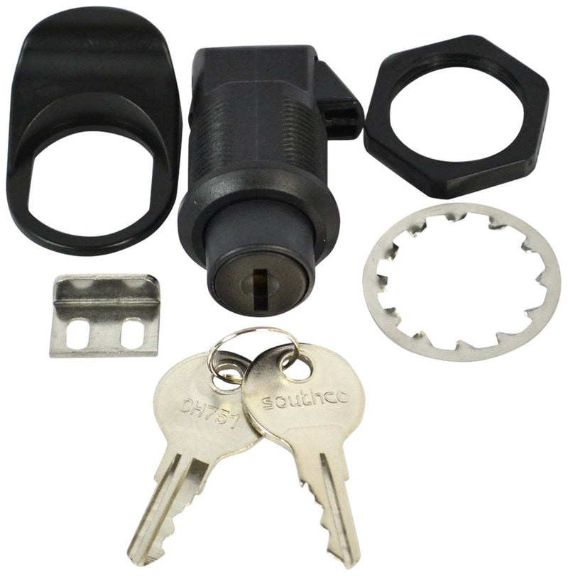 [Australia - AusPower] - Southco 93-303 Series Plastic Push To Close Latch, Pull Tab in Line with Latching Pawl, Key Locking, 0.00"-0.41" Panel Thickness, 0.88"-0.91" Grip Range, Black (Pack of 2) 