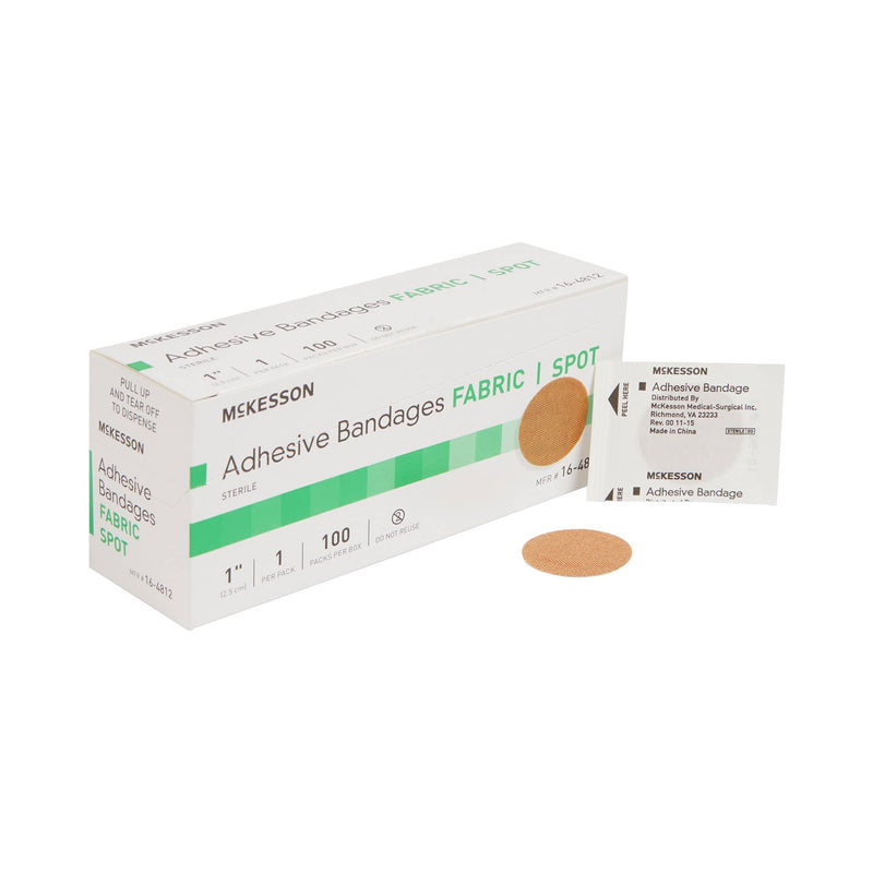 [Australia - AusPower] - McKesson Adhesive Bandages, Sterile, Fabric Spot, 1 in, 100 Count, 1 Pack 100 Count (Pack of 1) 